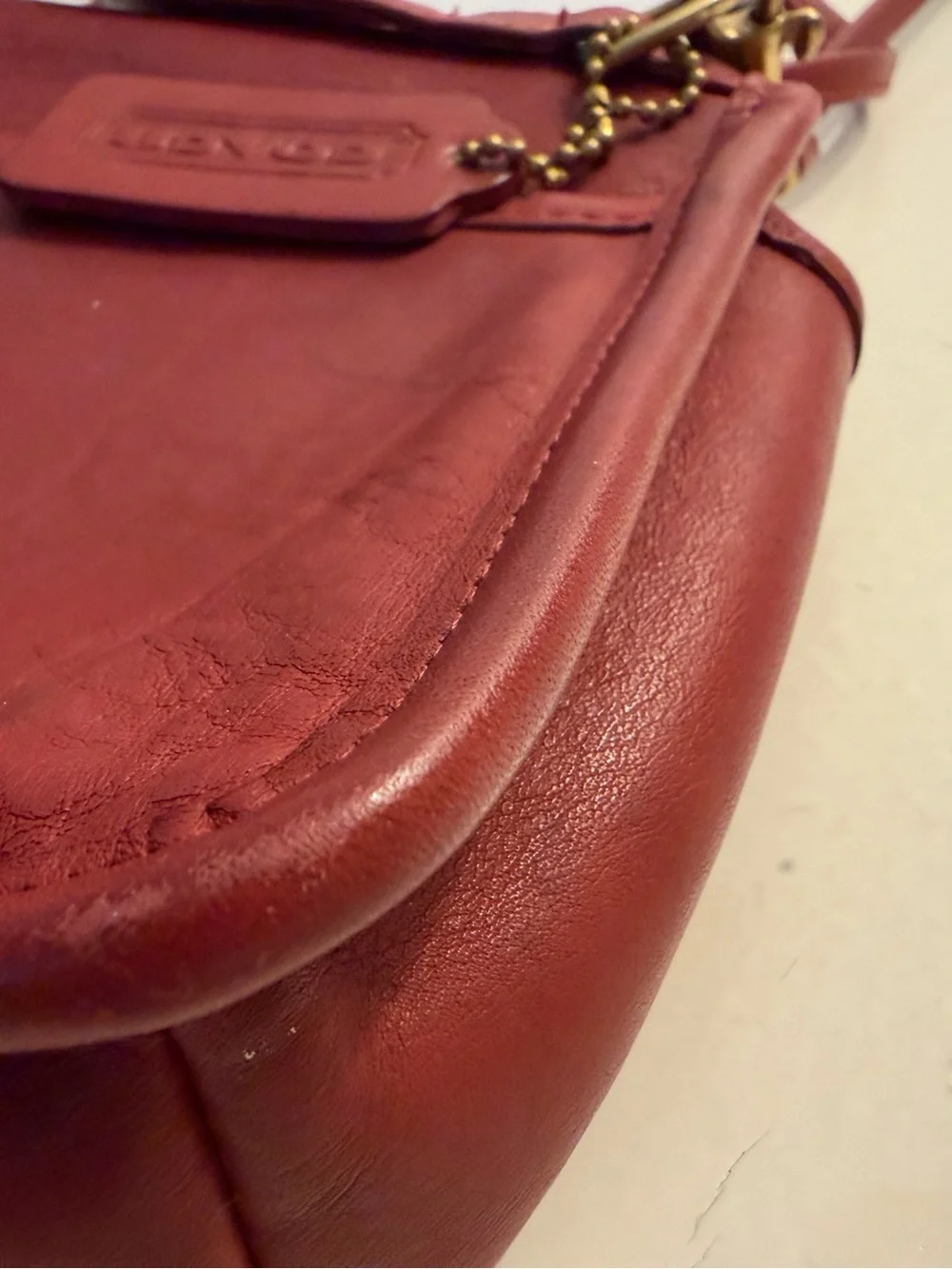 Coach highly sought vintage 9924 red “Casino Bag” leather crossbody.
